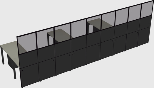 Shared l-shaped cubicle