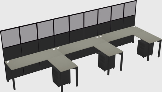 Shared l-shaped cubicle
