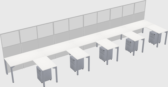 Shared l-shaped cubicle