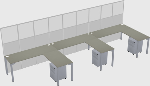 Shared l-shaped cubicle