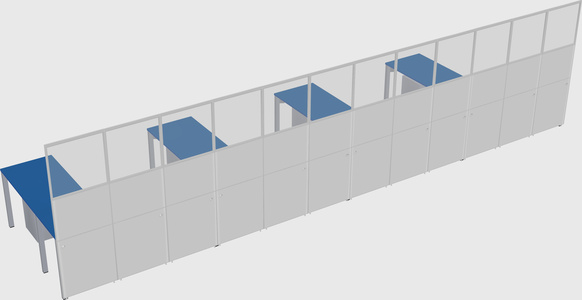 Shared l-shaped cubicle