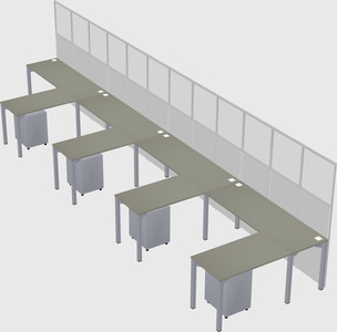 Shared l-shaped cubicle
