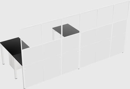 Shared l-shaped cubicle