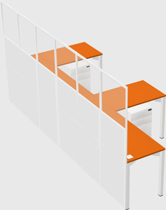 Shared l-shaped cubicle
