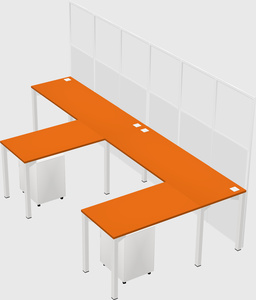 Shared l-shaped cubicle
