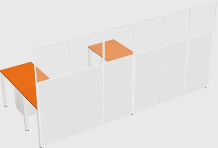 Shared l-shaped cubicle