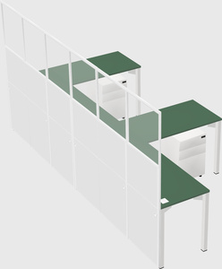 Shared l-shaped cubicle