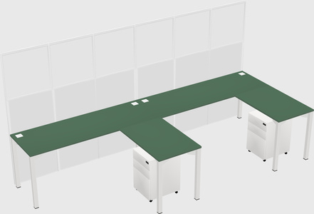 Shared l-shaped cubicle
