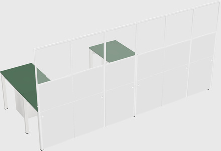 Shared l-shaped cubicle