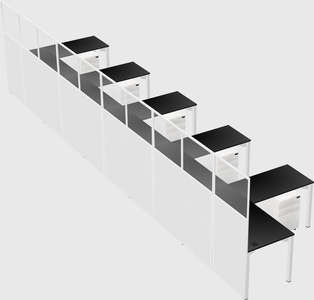 Shared l-shaped cubicle