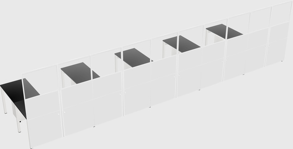 Shared l-shaped cubicle