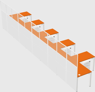 Shared l-shaped cubicle