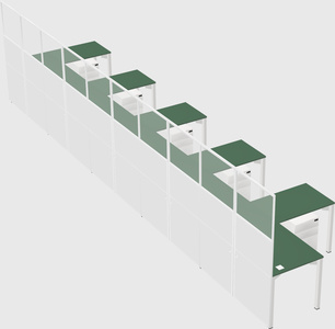 Shared l-shaped cubicle