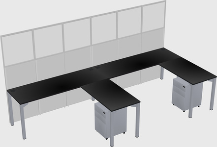 Shared l-shaped cubicle