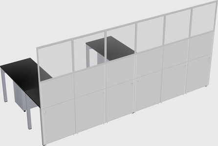 Shared l-shaped cubicle