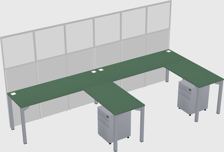 Shared l-shaped cubicle