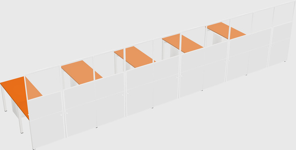 Shared l-shaped cubicle