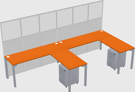 Shared l-shaped cubicle