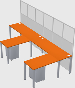 Shared l-shaped cubicle