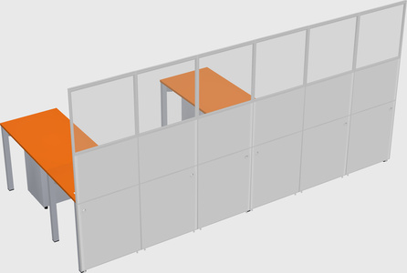 Shared l-shaped cubicle