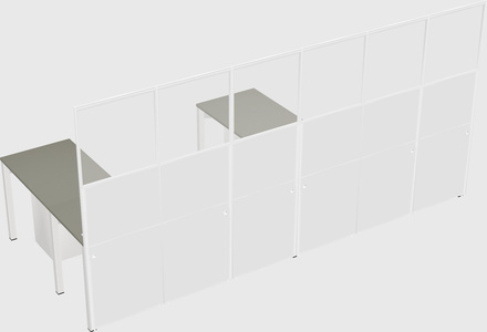 Shared l-shaped cubicle