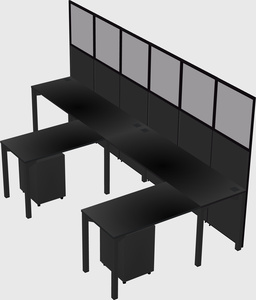 Shared l-shaped cubicle