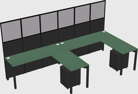 Shared l-shaped cubicle