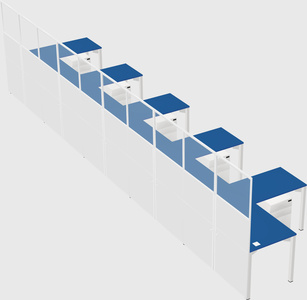 Shared l-shaped cubicle