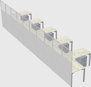 Shared l-shaped cubicle