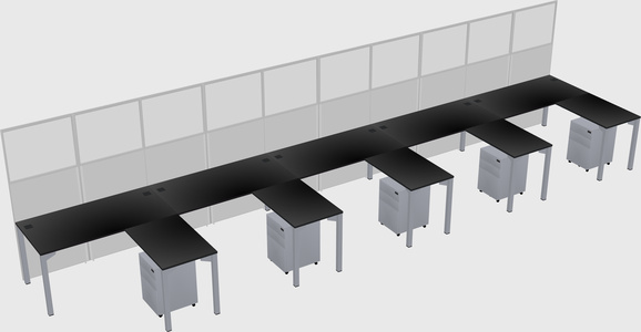 Shared l-shaped cubicle