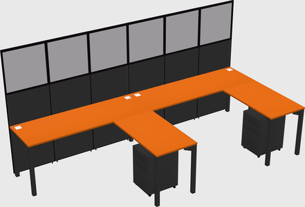 Shared l-shaped cubicle