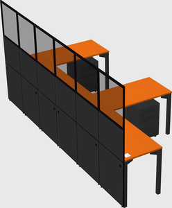 Shared l-shaped cubicle