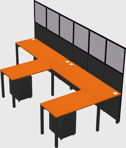 Shared l-shaped cubicle