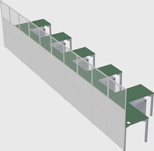 Shared l-shaped cubicle
