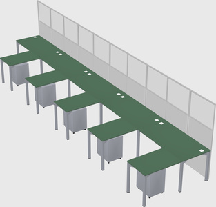 Shared l-shaped cubicle