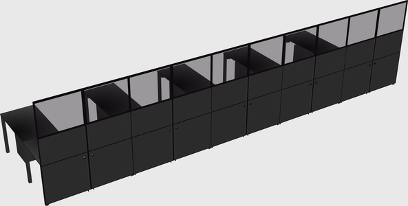 Shared l-shaped cubicle