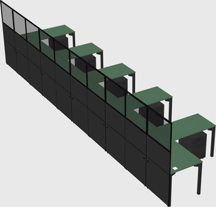 Shared l-shaped cubicle
