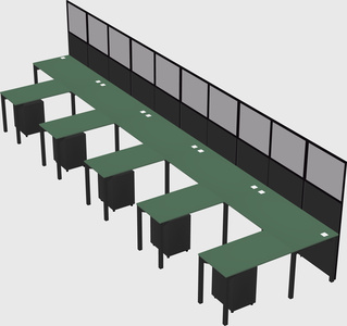 Shared l-shaped cubicle