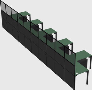 Shared l-shaped cubicle