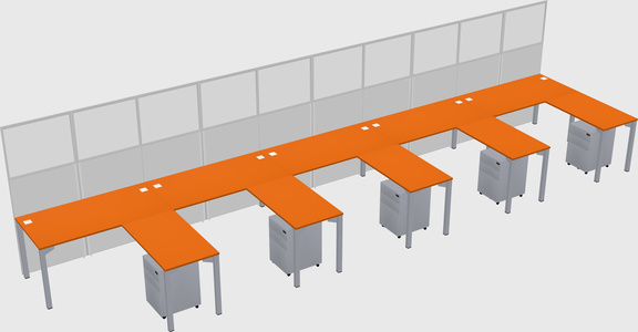 Shared l-shaped cubicle