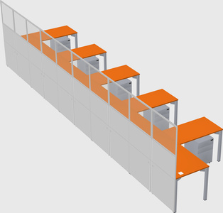 Shared l-shaped cubicle