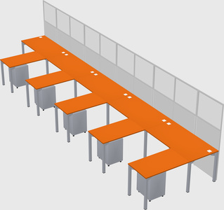 Shared l-shaped cubicle