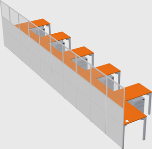 Shared l-shaped cubicle