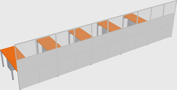 Shared l-shaped cubicle