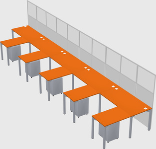 Shared l-shaped cubicle