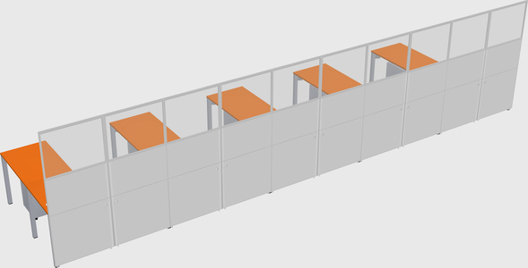 Shared l-shaped cubicle