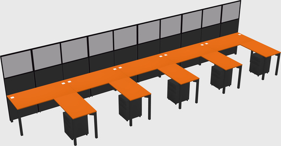 Shared l-shaped cubicle