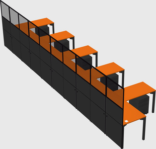 Shared l-shaped cubicle