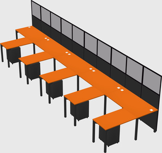 Shared l-shaped cubicle