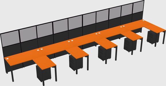 Shared l-shaped cubicle